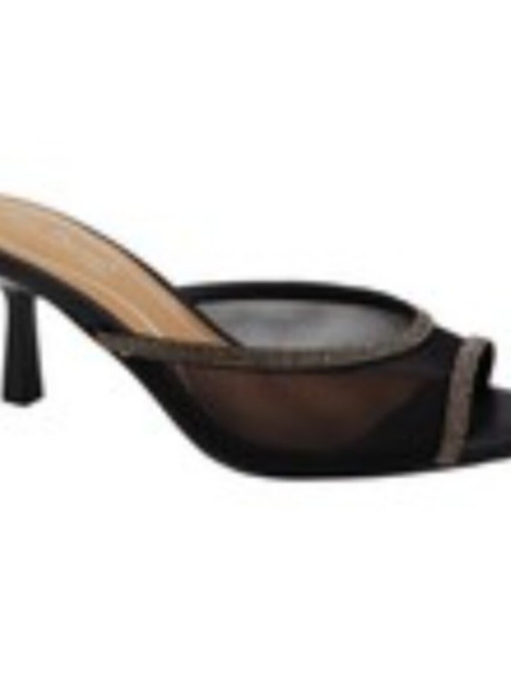 BRAND NEW TOP MODA PPOINTED TOE SHEER SLIP -ON KITTEN HEEL SANDAL